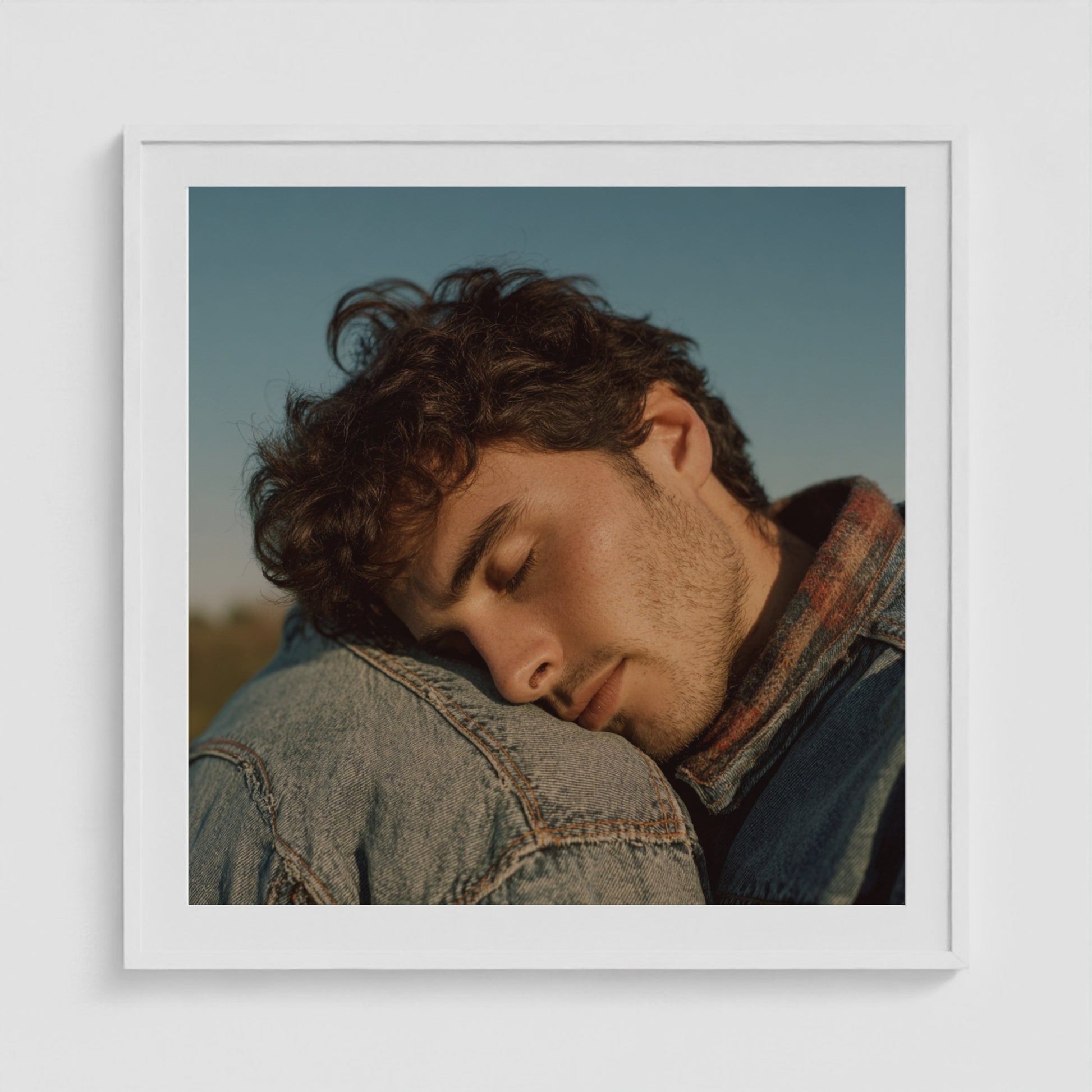Denim Reverie 36x36 White Square Box Frame