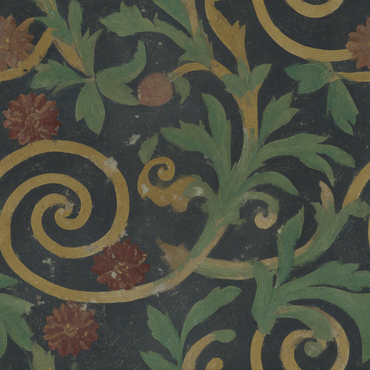 Pattern repeat layout of the 3rd Century Roman Bath Tile green wallpaper design