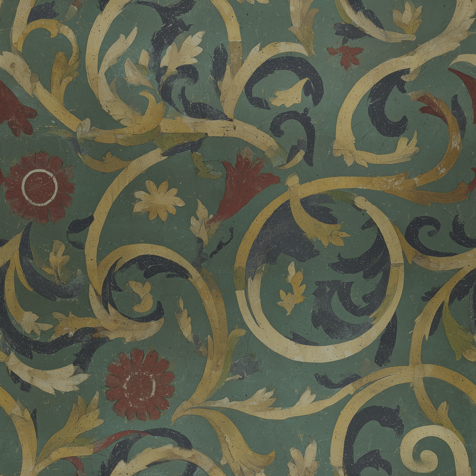 Vector scale diagram of the 3rd Century Roman Bath Tile IV wallpaper repeating pattern.