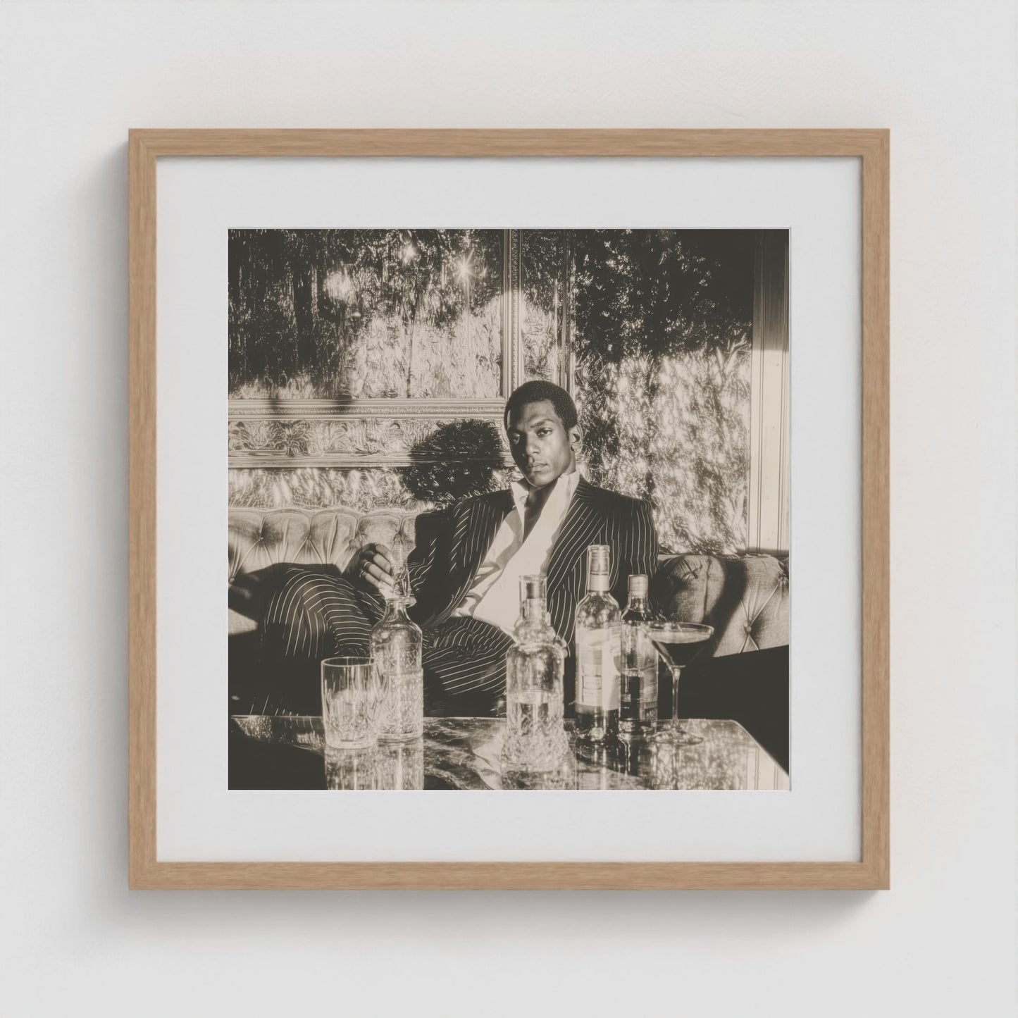Disco Nights 20x20 Natural Square Box Frame