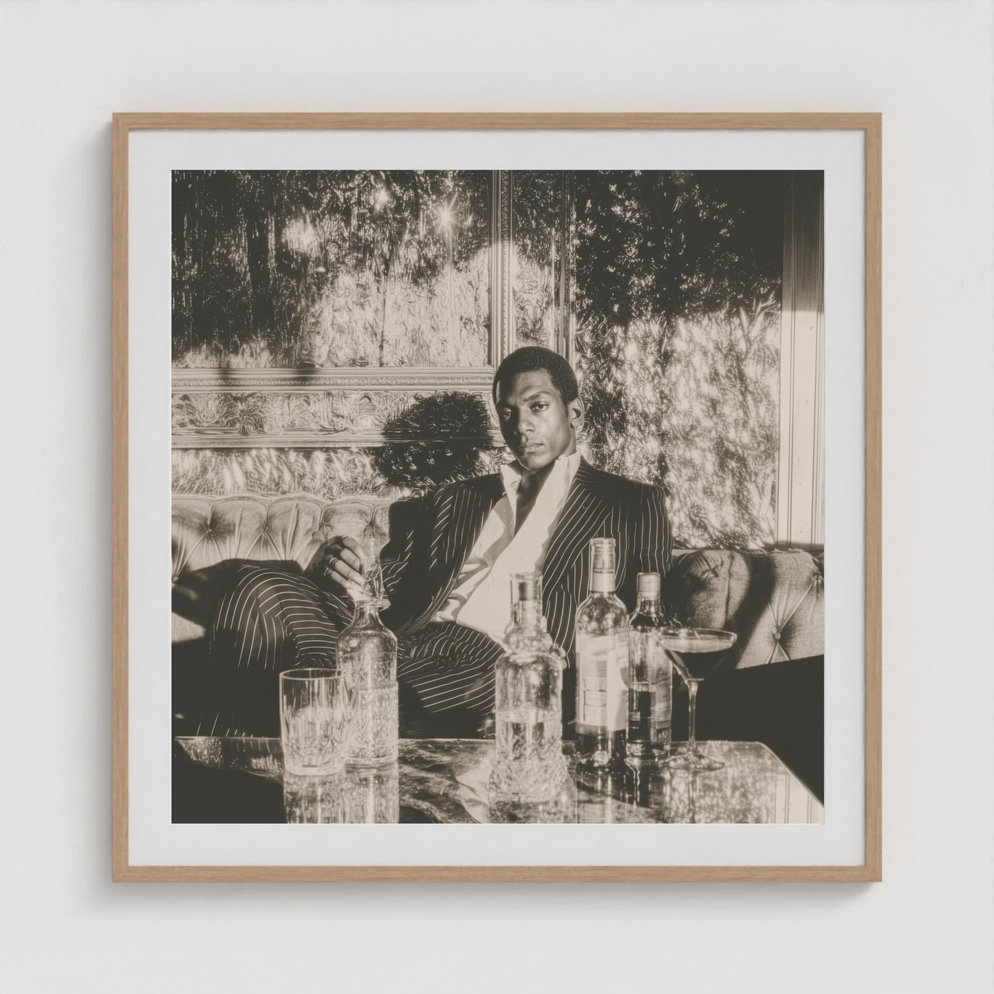 Disco Nights 36x36 Natural Square Box Frame