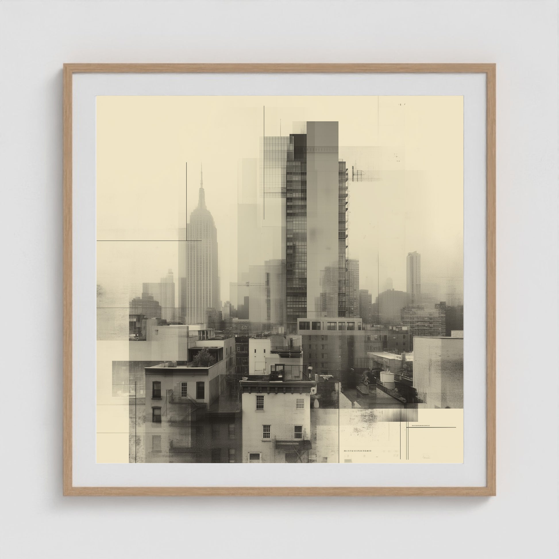 Empire State Overlay 36x36 Natural Square Box Frame