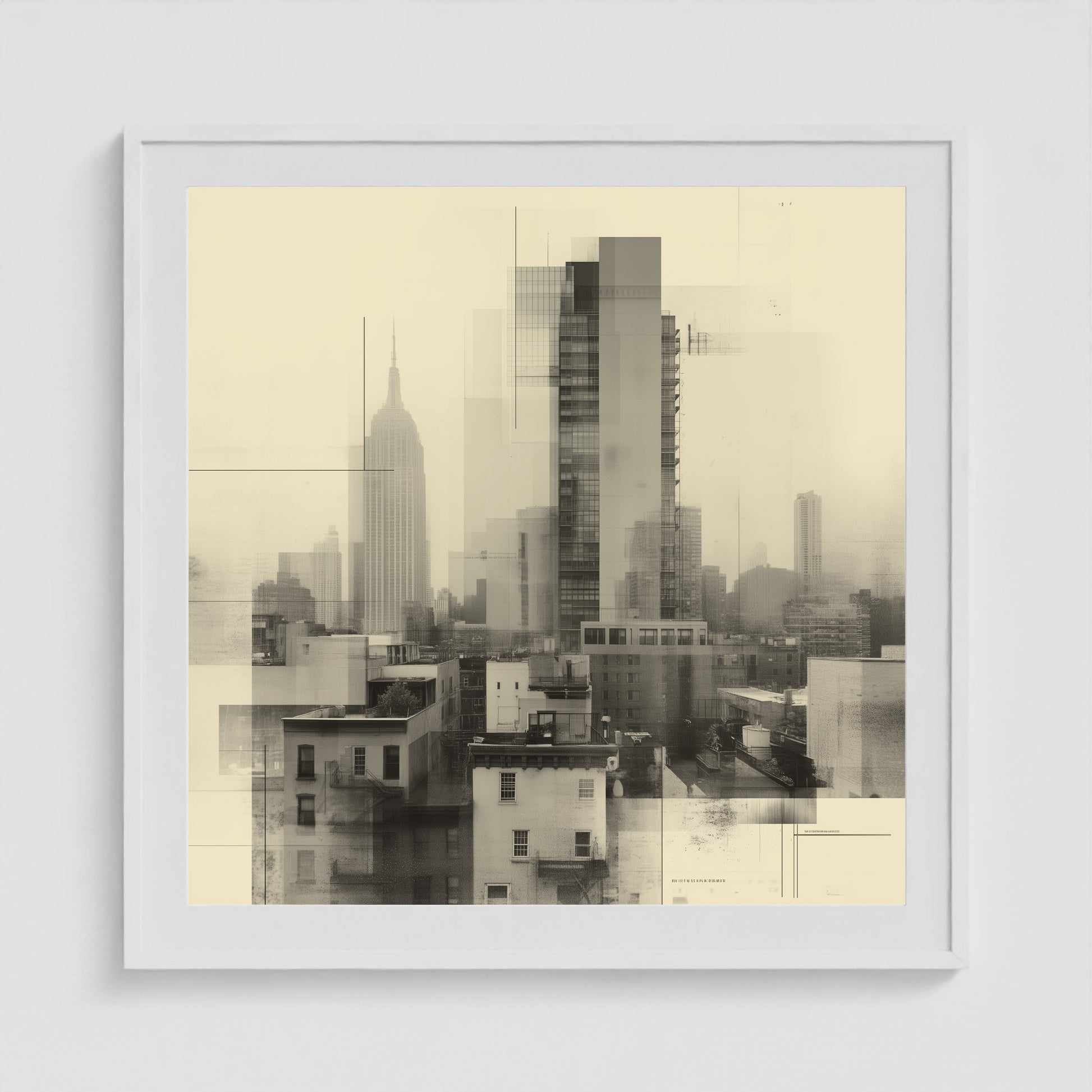 Empire State Overlay 36x36 White Square Box Frame