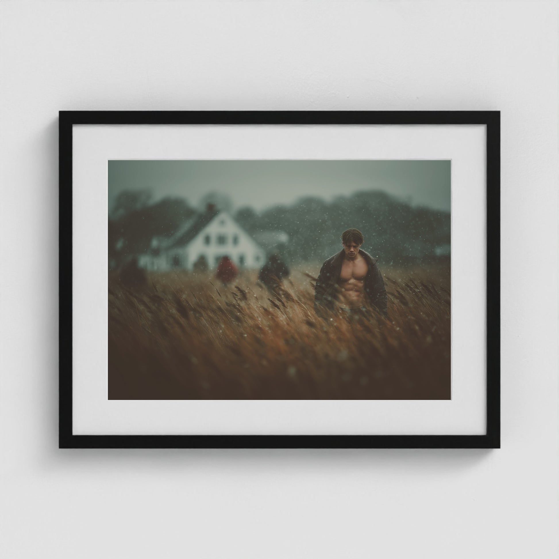 Farmhouse at Dusk 24x18 Black Landscape Box Frame