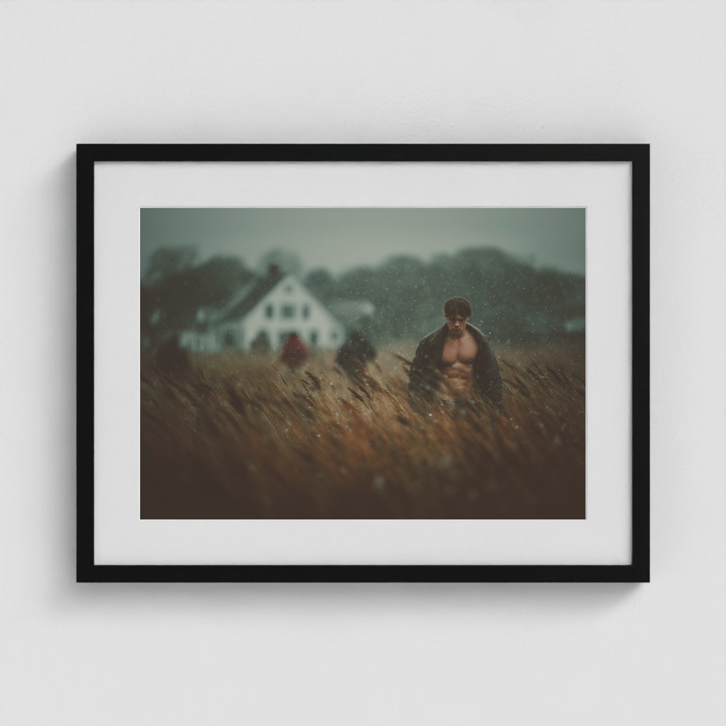 Farmhouse at Dusk 24x18 Black Landscape Box Frame