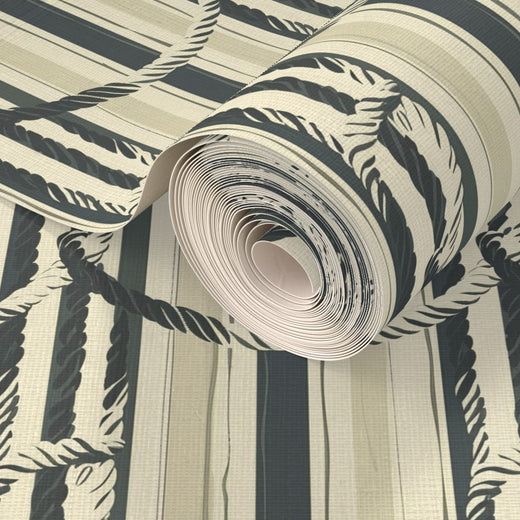 Detail of the natural fibers and texture on Sailor's Knot grasscloth wallpaper.