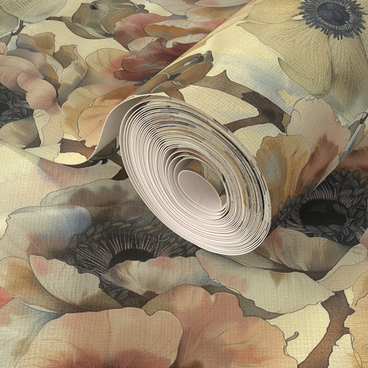 Lifestyle view of Sunset Poppy Anenome Wallpaper | Provenance & Patina