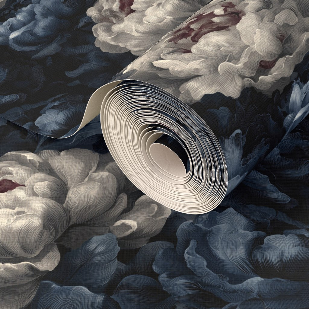 Lifestyle view of Indigo Bloom Ballad Wallpaper | Provenance & Patina
