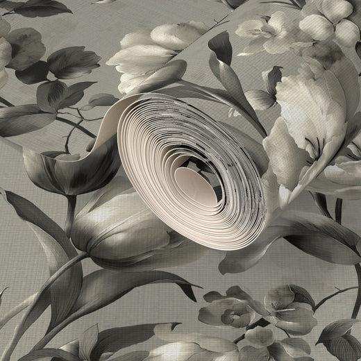 Lifestyle view of Tulip Noir Essence Wallpaper | Provenance & Patina
