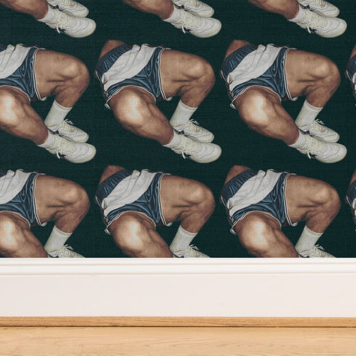 Detailed view of the premium grasscloth fiber weave highlighting the artisanal print quality.