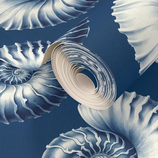 Nautilus Study coastal wallpaper in textured grasscloth finish