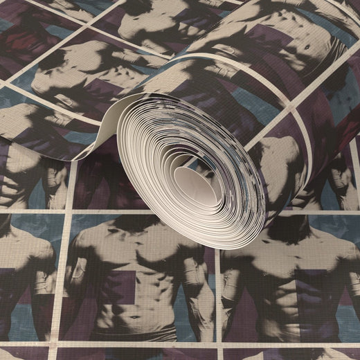 Textured grass cloth substrate featuring the elegant minimalist lines of the ModBod wallpaper pattern.