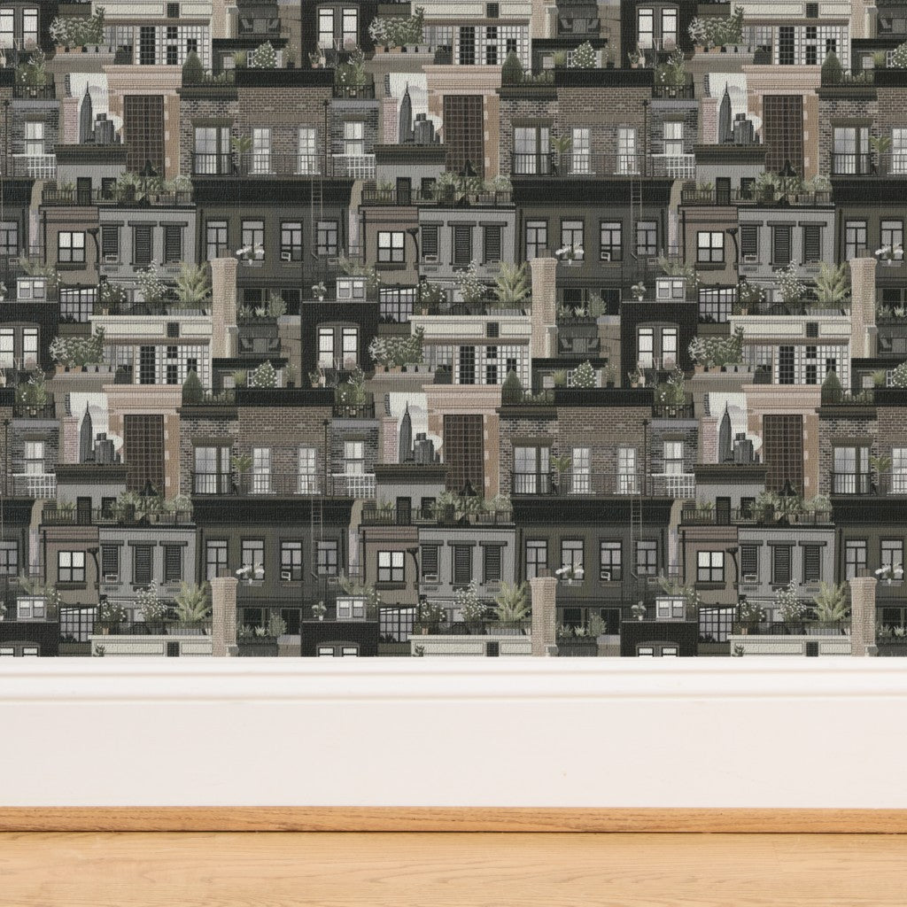 Detail of organic grass cloth weave with Earth tones architectural illustration.