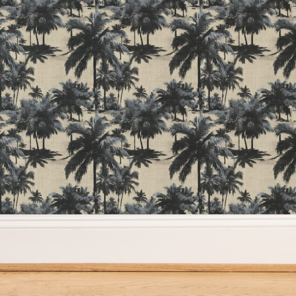 Woven organic fibers of the premium grasscloth palm wallpaper in detail.