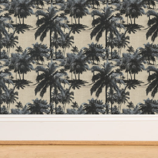 Woven organic fibers of the premium grasscloth palm wallpaper in detail.