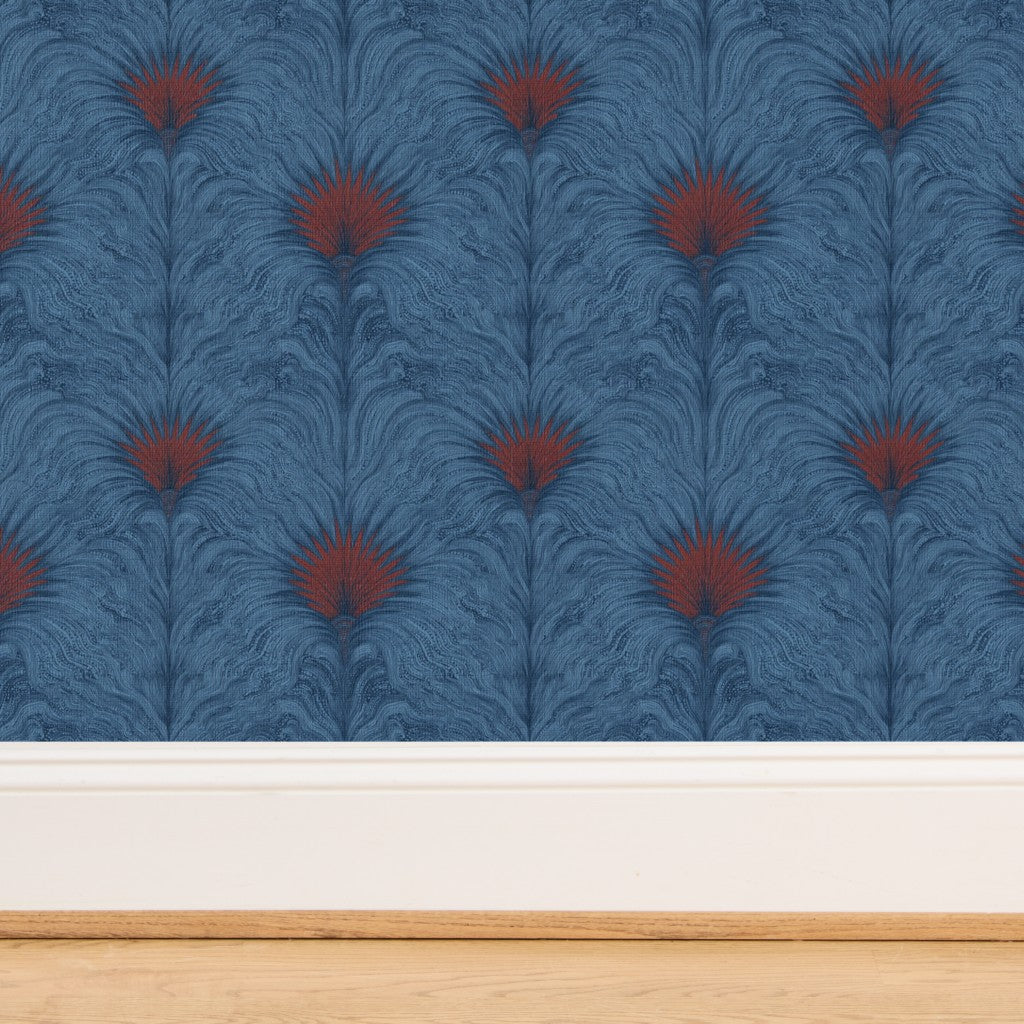 Close-up of the organic woven texture of the Sea Spray grasscloth wallpaper.