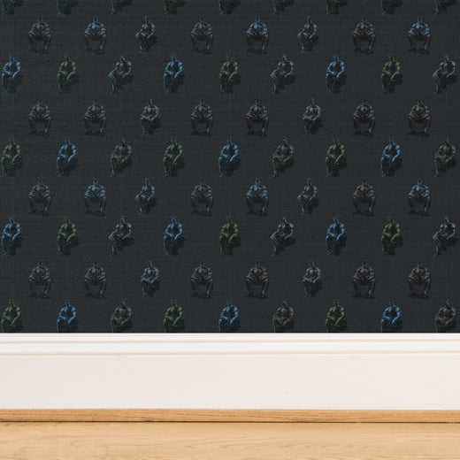 Close-up of the luxurious woven grass cloth texture highlighting the organic grain.