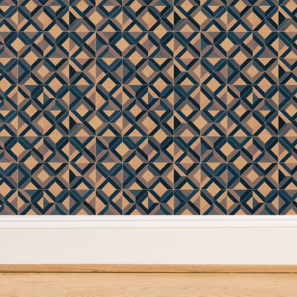 Woven texture detail of Ponti Teal grass cloth wallpaper