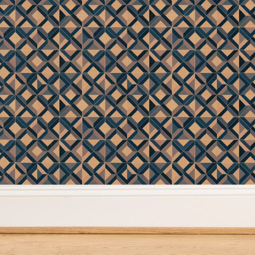 Woven texture detail of Ponti Teal grass cloth wallpaper