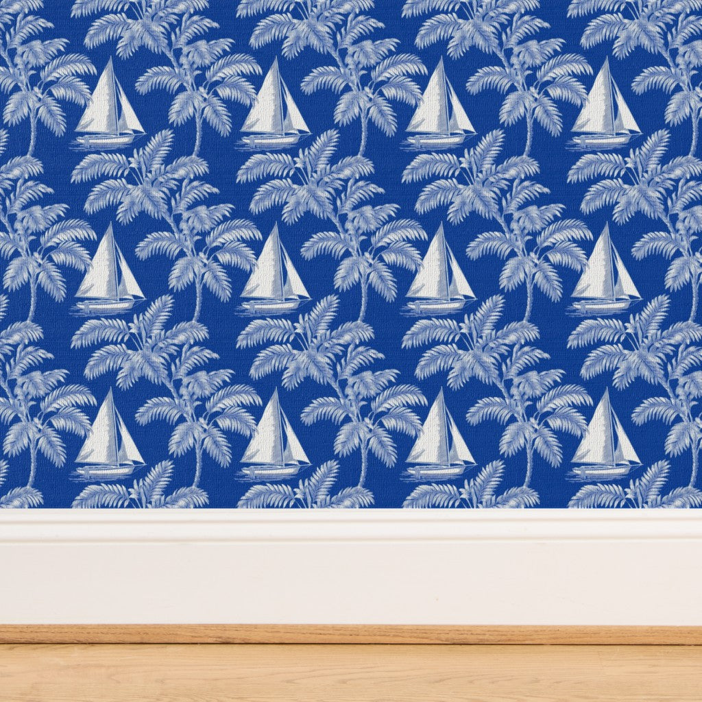 Close-up of the organic natural fiber weave on Sail Away grasscloth wallpaper.
