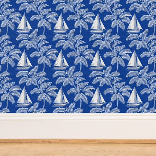 Close-up of the organic natural fiber weave on Sail Away grasscloth wallpaper.