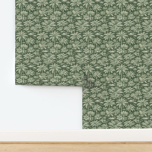 Green Palmy Weather wallpaper on luxurious organic grass cloth.