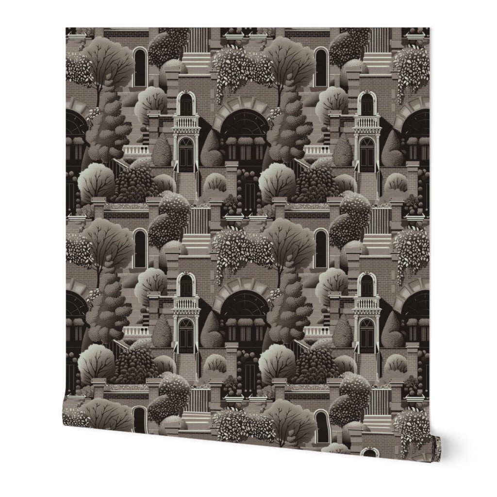 Grass cloth texture detail of Uptown Scenic Wallpaper in Purple