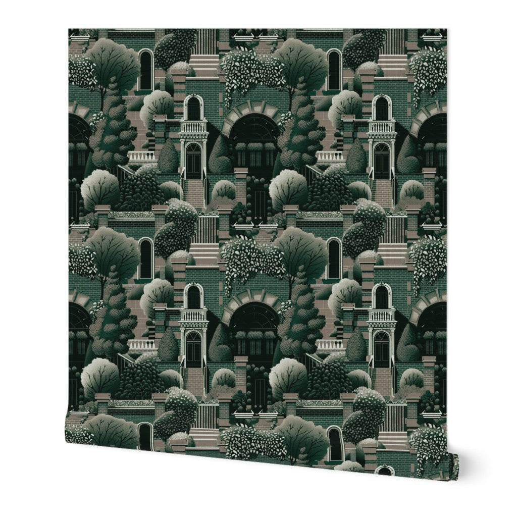 Grass cloth texture detail of Uptown Scenic Wallpaper in White
