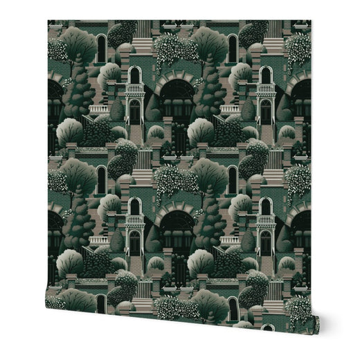 Grass cloth texture detail of Uptown Scenic Wallpaper in White