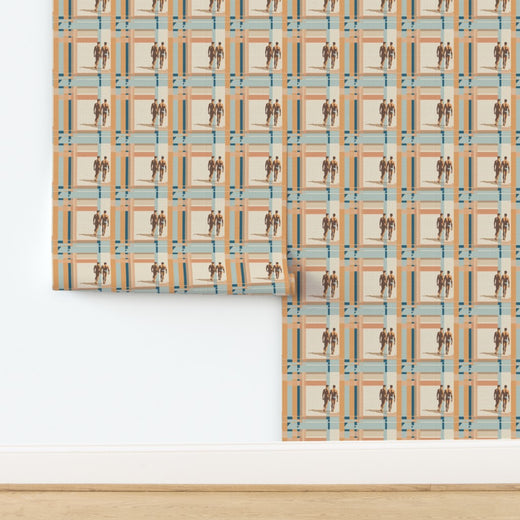 Texture detail of the grasscloth backing, highlighting the organic woven natural fibers.