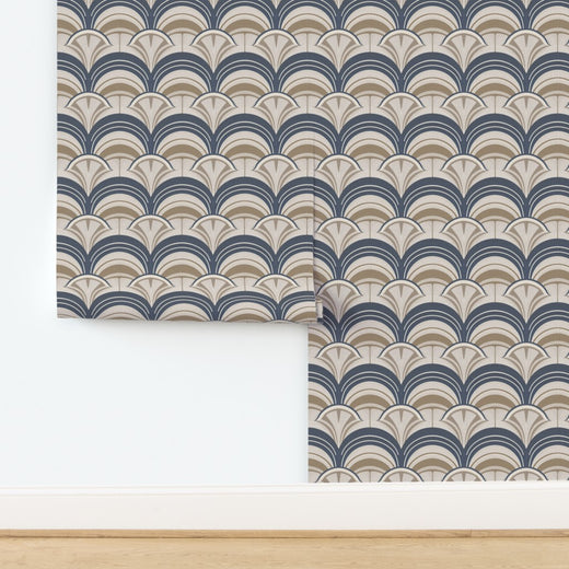 Marais Deco wallpaper on grass cloth substrate highlighting the rich organic texture and natural woven fibers.