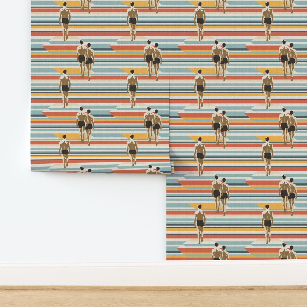 Woven texture detail of the artisan Strada del Sole grasscloth wallpaper.
