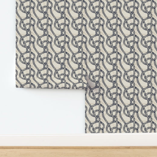 Grasscloth texture detail of Harbor Knot wallpaper showing woven natural fibers