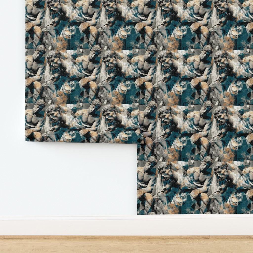 Textured grass cloth wallpaper option showing the organic woven substrate.