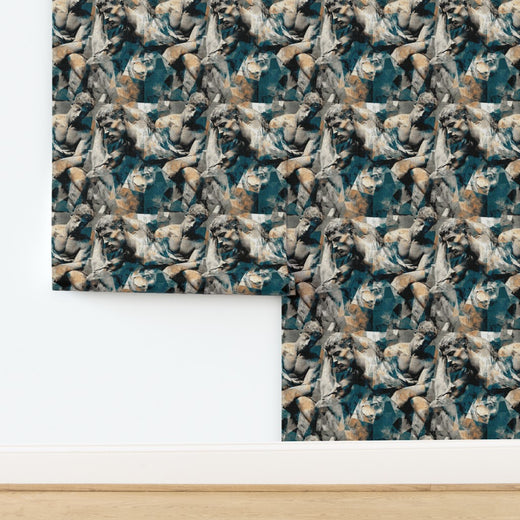 Textured grass cloth wallpaper option showing the organic woven substrate.
