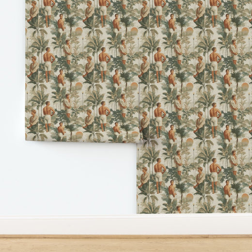 Texture detail of the Grass Cloth substrate option for the Coastal Gentleman's Retreat Wallpaper.