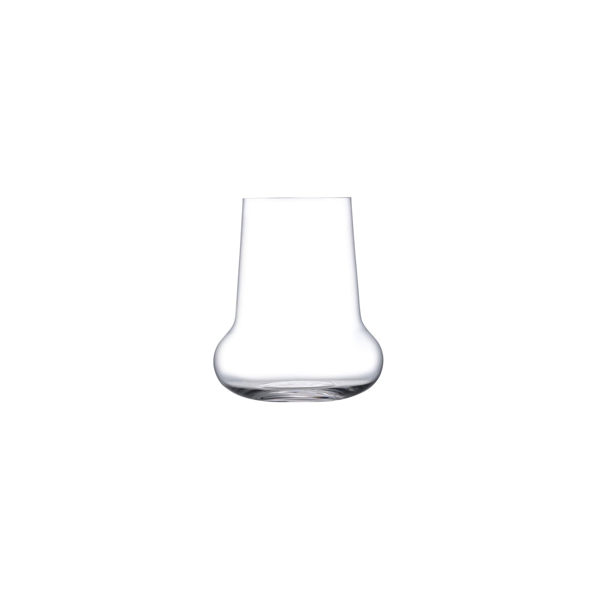 Single NUDE Ghost Zero Belly glass highlighting the micro-thin lead-free crystal and curved silhouette.