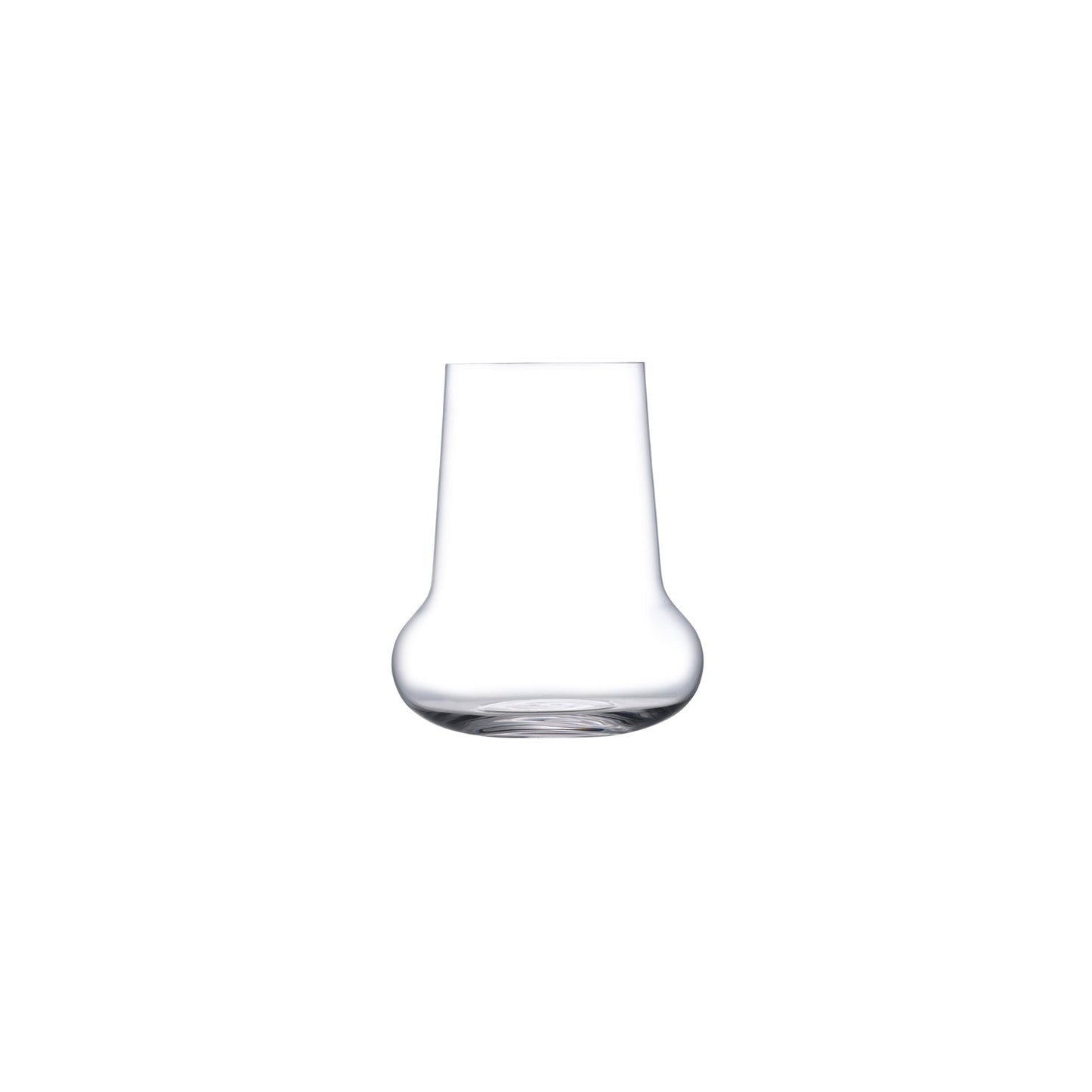 Single NUDE Ghost Zero Belly glass highlighting the micro-thin lead-free crystal and curved silhouette.