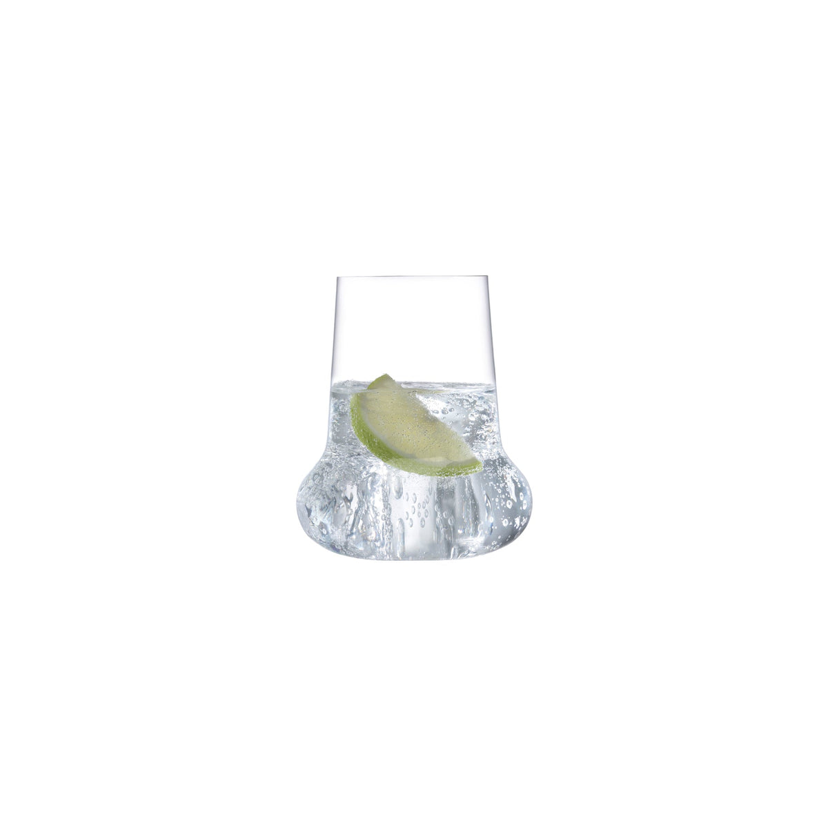 A pair of ultra-thin crystal tumblers from the NUDE Ghost Zero Belly collection on a clean white background.