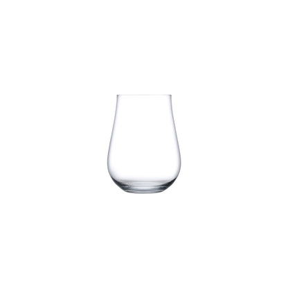 Side view of a single Ghost Zero Tulip crystal glass emphasizing its delicate curved bowl and fine stem.