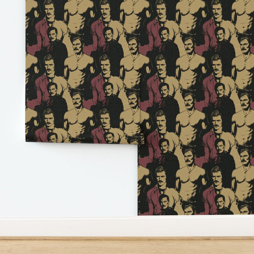 Woven natural fiber grasscloth wallpaper roll printed with monochrome design