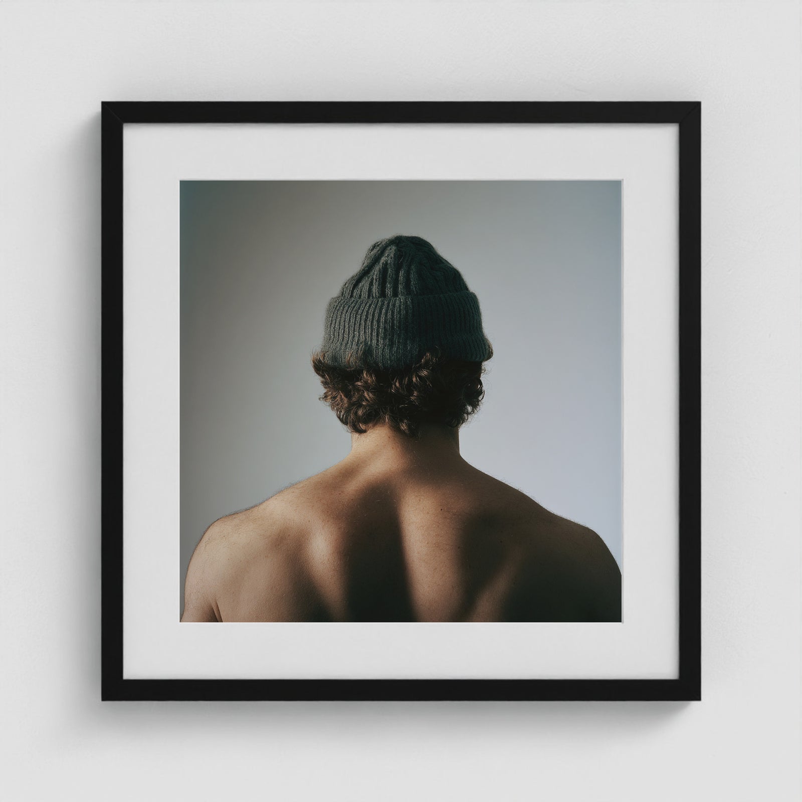 Green Beanie 20x20 Black Square Box Frame