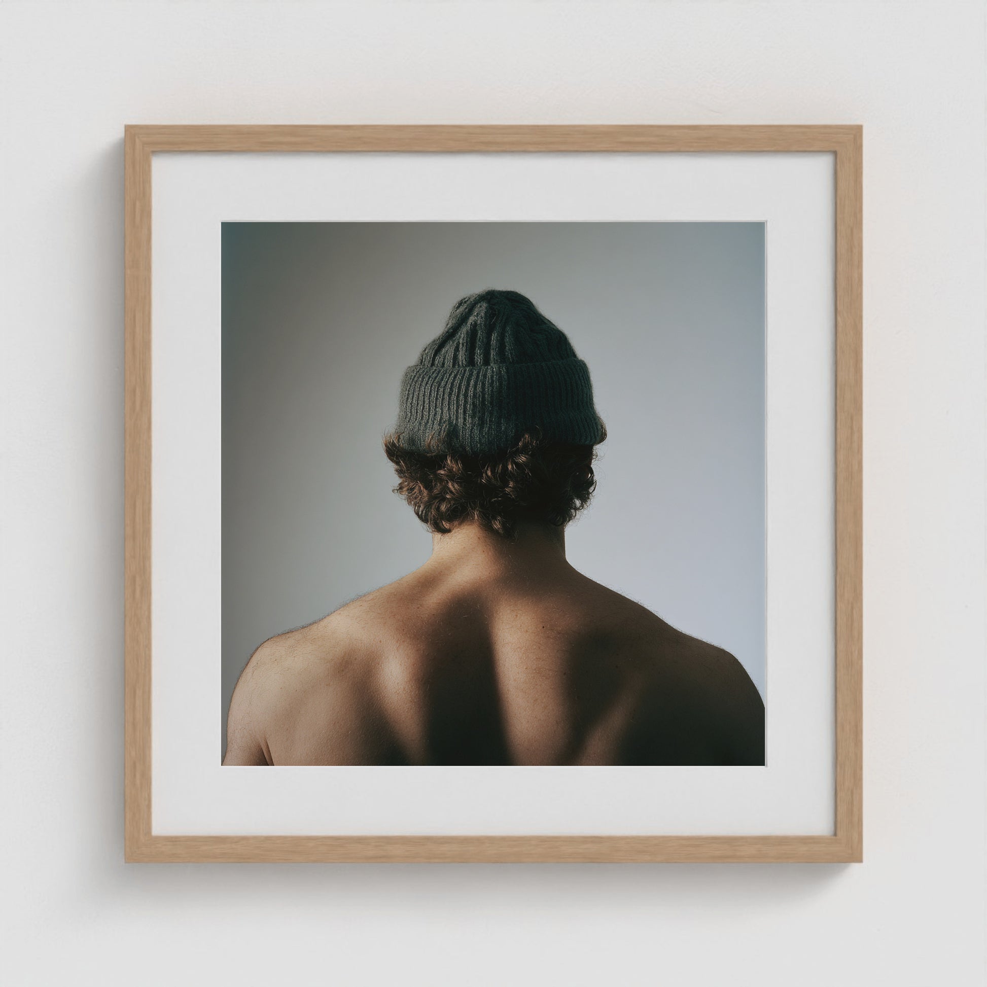 Green Beanie 20x20 Natural Square Box Frame