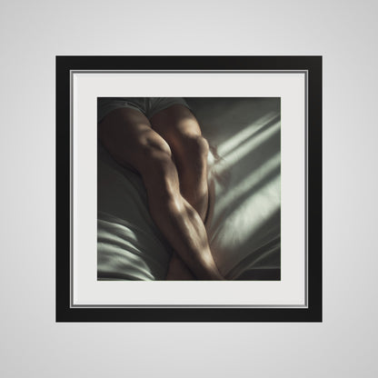 16x16 deep black square front spacer frame displaying Held by Light print.