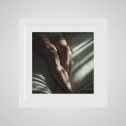 16x16 deep white square front spacer frame displaying Held by Light print.