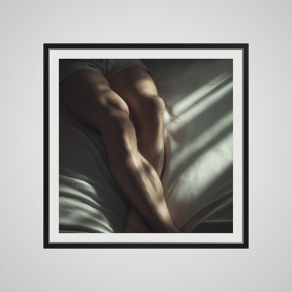 36x36 deep black square front spacer frame displaying Held by Light print.