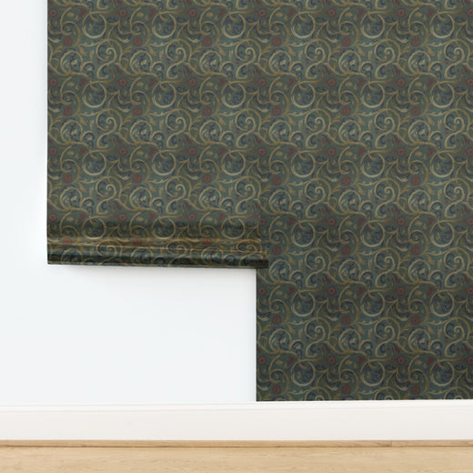 Pattern swatch of the Roman Bath Tile IV wallpaper in a luminous metallic pearlescent finish.