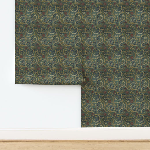A clean swatch view of the 3rd Century Roman Bath Tile IV traditional non-pasted wallpaper.