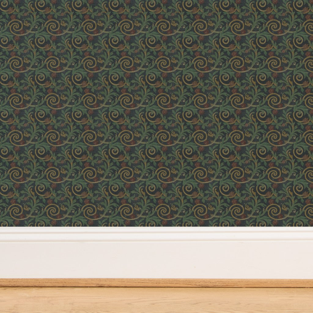 Close-up of the natural woven fibers of the premium grass cloth mosaic wallpaper