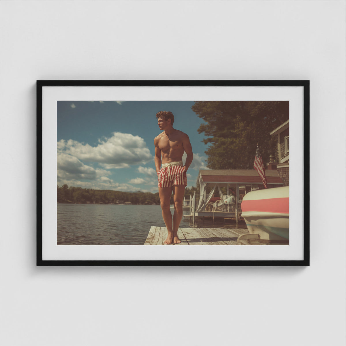 Independence Dock 36x24 Black Landscape Box Frame